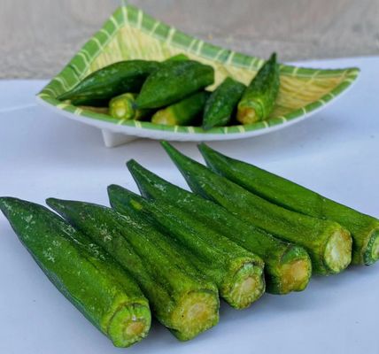 Harga yang bagus Sayuran Kering Segar dan Alami Makanan Ringan Organik Okra Goreng Vakum Suhu Rendah on line